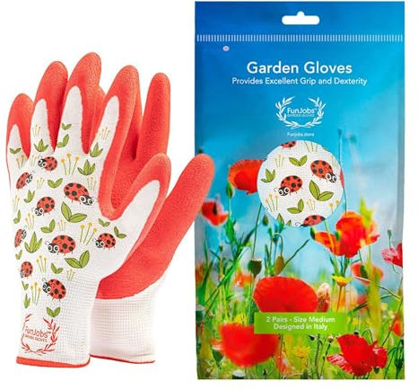 Fun Jobs - Gartenhandschuhe | für Damen | 2 Stück | Arbeitshandschuhe zum Jäten, Graben, Pflanzen | Attraktiv, komfortabel, Gummispitze | Australian Company