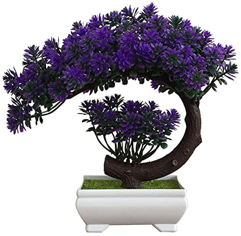 Flikool Künstlicher Bonsai Baum in Töpfen Gefälschte Japanisch Zeder Kunstbäume Künstliche Pflanzen Kiefer im Topf Kunstpflanzen Topfpflanze Künstlich für Wohnkultur Inneneinrichtung Deko - Blau