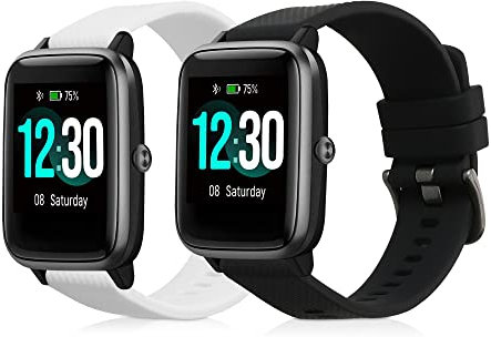 kwmobile 2X Sportarmband kompatibel mit Willful Fitnesstracker/Smartwatch Armband - Fitnesstracker Band Set aus TPU Silikon