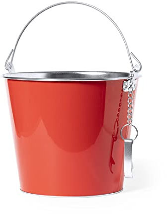 Cubo metálico (2 uds) de 6L de Capacidad, con abridor Incluido. cubitera Hielo, Hielo, botellero, Enfriador de Botellas de Vino, Cubo de Metal, artículos para Bar y Bebidas, cubitera. (Rojo)
