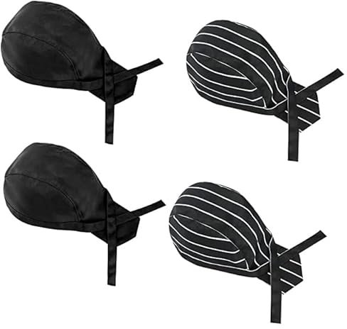 QINERSAW 4 Pcs Sombrero de Cocinero Ajustable Gorro/Bandana Chef Gorro de Cocinero Unisex Chef Hat Bandana Gorro de Cocina Japonesa Gorros de Chef para Cocina, Hotel, Restaurant
