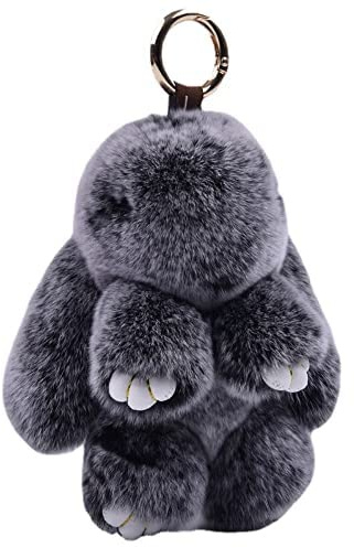 YARKIM Porte-clés en forme de lapin en fourrure avec pendentif Rex Lapin