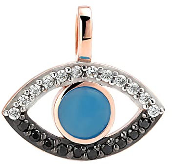 NKlaus Kettenanhänger Böser Blick 15x10mm 925 Silber evil eye Anhänger mit Blauem Achat 9986