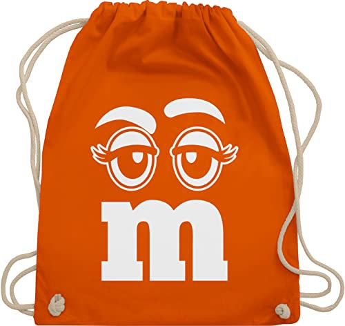 Turnbeutel Rucksack - & Fasching - Taschen - M und M Augen Karneval I Fastnacht I Fasnacht I Fasnet - Unisize - Orange - gym bag festival karnevalsbeutel faschings mm juterucksäcke festivaltasche