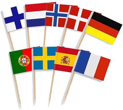 50 Stück * Flaggenpicker + Zahnstocher * für Party und Länderparty | Flag Picks Deko Dekoration Partydeko Fahne Flaggen Länder, Edition: Europa