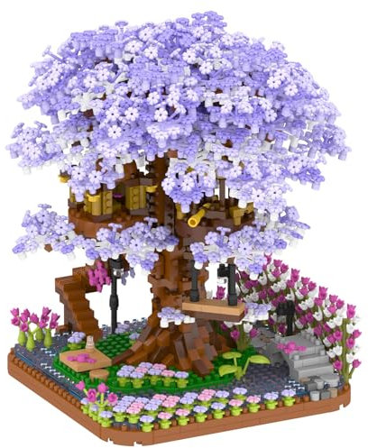 HIGH GODO Blumen Kirschblüte Baumhaus Mikro Klemmbausteine, 2200 Teile Sakura Bonsai Baum Deko Modell, Creative Geschenk für Jugendliche Erwachsene