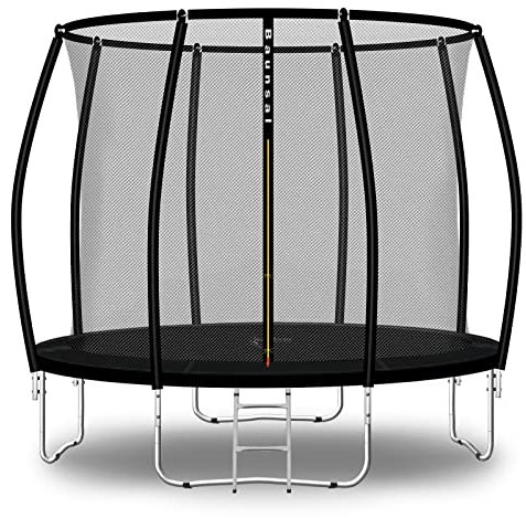 Baunsal® Trampolin Outdoor Ø 305 cm (FGIS) schwarz Komplettset Sprungmatte mit Netz und Leiter Gartentrampolin Outdoor Spielzeug Kinder Trampolin Kinder Outdoor Spielzeug Garten