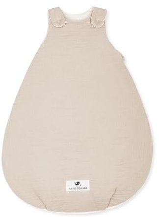 Julius Zöllner Babyschlafsack gefüttert Musselin 2,5 TOG Gr. 68/74 | 100% Baumwollmusselin | Oeko-TEX Standard 100 | Sand