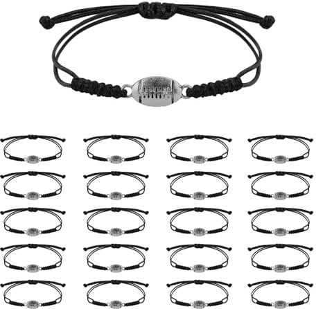20 Stück Rugby Armband, Verstellbar Rugby Armband Charm mit Rugby Ball Anhänger Dekoration Pendant Armband für Teenager, Mädchen, Jungen, Damen, Herren, Teamspieler