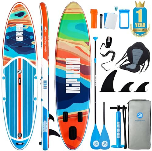Niphean Stand up Paddle Board for Adults mit Allem Zubehör, 320cm Paddleboard für Aller Fähigkeitsniveaus, SUP mit 200kg Tragkraft für 2 Personen, Stand up Paddling Board mit Sitz