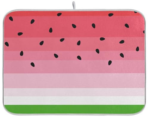 Abtropfmatte mit Wassermelone mit schwarzen Samen, Küchenarbeitsplatte, Dekoration, Geschirrtuch, Trockner, Mikrofaser, groß, 45,7 x 61 cm
