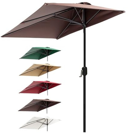 HESHEQ Parapluie mural 250cm Parasol de jardin Parapluie de terrasse semi-rectangulaire for l'extérieur Convient for jardins,balcons patios,terrasses plates(Size:Green)
