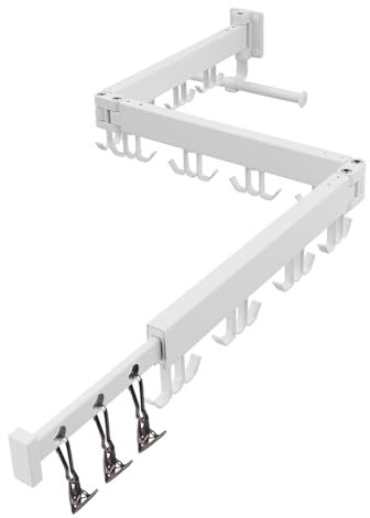 RFOUO Wall Mounted Drying Rack,Clothes Drying Rack with Foldable Features(Tri-Fold),Space Saver,Heavy-Duty Wall Mounted Clothes Rail for Laundry Balcony Bathroom (3-Fold Wall Mount,White)