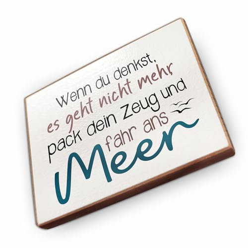 Magnet aus Buchenholz Kühlschrankmagnete mit Sprüchen (Wenn du denkst es geht Nicht mehr)