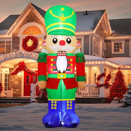 COMIN 6.5FT Christmas Inflatable Nutcracker Soldier Blow-Up Yard Decoration with LED Lights Xmas Holiday Décor for Outdoor Lawn Garden