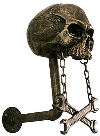 Motorradhelm-Halterung, Helm-Wandhalterung, Motorrad-Totenkopf-Halterung, Helm-Ständer, Wandmontage, Schädelkopf-Design, für Kappen