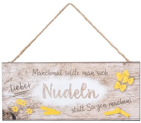 levandeo Metallschild L30cm Lieber Nudeln als Sorgen Spruch Lustig Wandbild Wanddeko Türschild Schild Metallbild