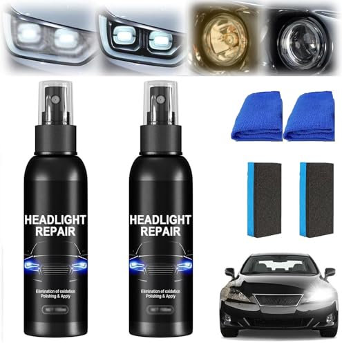 Rejuvenation & Scratch Removal Spray for Car Headlight,Car Headlight Scratch Restoring Fluid Headlight Repair Polish Cleaner,Headlight Repair Polishing Spray,Head Light Lens Restore (2 Pcs, 50ml)