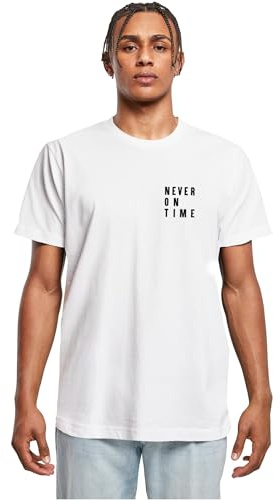 Mister Tee Männlich Ohne Kragen T-Shirt, Weiß, L