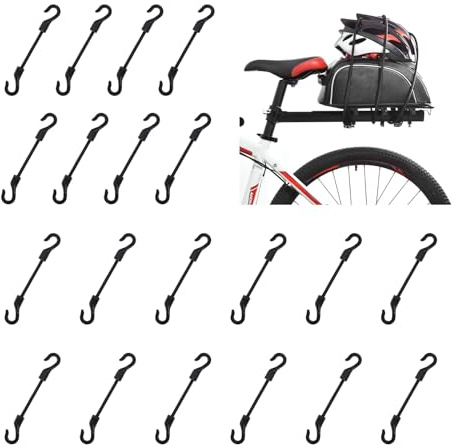 MOROBOR Elastic Rope Latex Strap, 20pcs Small Bungee Cords with Hooks Adjustable Latex Stretchy Heavy Duty Elastic Bungee Cord for Luggage Roof Rack Hang Outdoor Tent Tarp