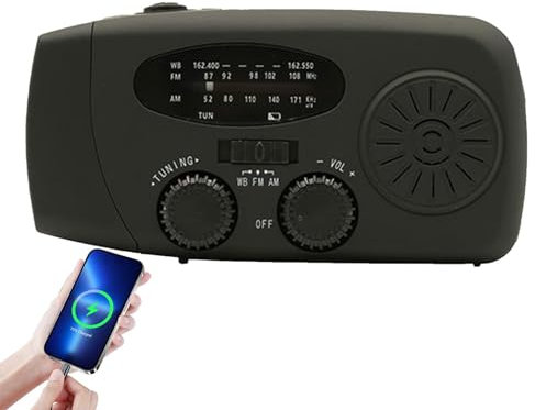 Radio de manivela,Radio de manivela,Radio Recargable - Linterna Am/FM Radio portátil USB Solar manivela Carga para Interior al Aire Libre