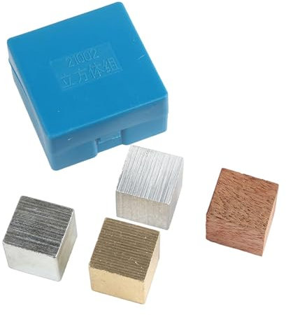 Milageto Dichtewürfel-Set, Würfel aus Eisen, Holz, Kupfer und Aluminium, tragbares Lern- und Lehrmittel für wissenschaftliche Laborexperimente für die Schule