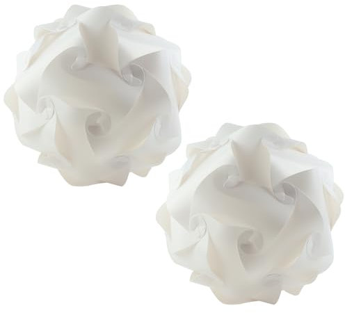 Hwtcjx 2 Piezas Pantalla para Lámpara, Pantalla de Rompecabezas de Bricolaje, Pantalla Decorativa, Farolillo, Lámpara de Techo, Lámpara Moderna, Pantalla Redonda para Lámpara Colgante, 40 cm, Blanco