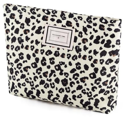 Trousse de Maquillage Léopard,Cosmétiques en Toile,Trousse de Toilette Portable Voyage pour Femme,Multi-Fonctionnelle Sac à Cosmétiques à Glissière pour Les Cosmétiques Les Cartes de Changement