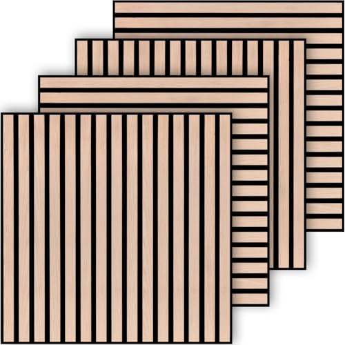 dedeco Akustikpaneel Standard 4er-Set - Farbe Oak | Schallabsorption, Lärmschutz, Wandverkleidung & Deckenpaneel | Holzoptik, Schalldämmung, Akustikverbesserung | Dekoratives Design, Raumakustik