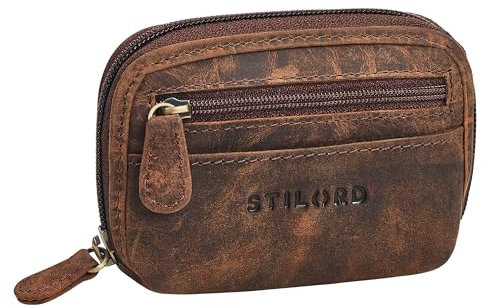 STILORD 'Eason' Schlüsseltasche Leder Herren mit vielen Fächern - Damen Mäppchen Key-Organizer Kleingeldbörse Schlüssel-Etui - Echtleder Schlüsselanhänger mit Geldfach, Farbe:Kreta - braun
