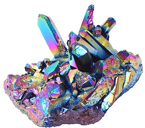 DEARMAMY 1 Stück Natürlicher Kristall Raumdekoration Für Schlafzimmer Ornament Quarz Und Edelstein- Dekorationen Zubehör Cluster Mineral Regenbogen Bunt Große Kristalle Aus Colorful