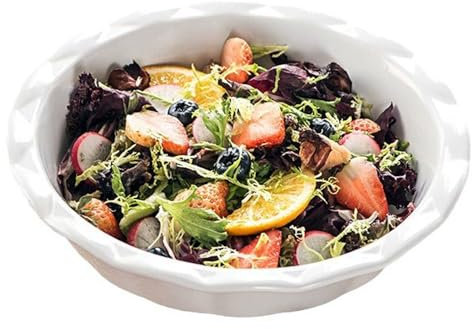 TAMUME Moule à tarte en céramique avec bord ondulé pour des pâtisseries parfaites, blanc