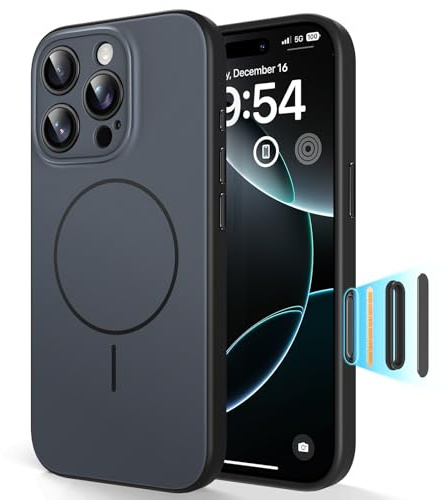 TAURI für iPhone 16 Pro Hülle 6,3 mit Kamerasteuerung Taste, Kompatibel mit MagSafe, Vollständiger Kameraschutz, Farbkombinations-Design, Hautfreundlichem Magnetisch Handyhülle - Schwarz