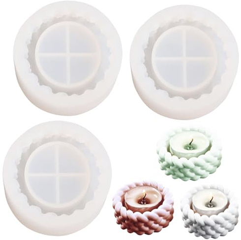 HcvGcm Silikonformen Gießformen Kerzenhalter, 3 Stück DIY Silikonformen für Kerzen, Gipsformen zum Gießen, Resin Formen, Ideal für Heimdekoration, Durchmesser 6.4 cm