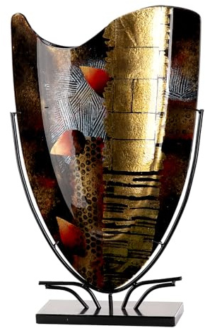 Glas Art Bodenvase Dixion - Glas - schwarz - Höhe 48cm x Breite 29cm - handbemalt und Nicht wasserdicht