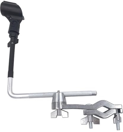 Pince de microphone pour batterie pour une fixation ferme aux pieds de cymbales avec design antidérapant et extrémité texturée en métal