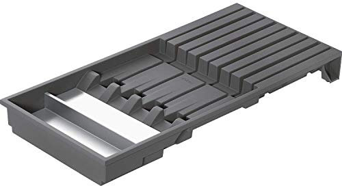 Blum Ambia-Line Cutlery Tray Kitchen Knife Holder ZC7M0200 for Kitchens Drawer & Drawers | Plastic Orion Grey Mat - Stainless Steel Matte | Length: 409 mm | 1 Piece - Schubladen-Organizer for Knife