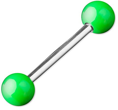 viva-adorno Barbell Piercing Stab Zungenpiercing Chirurgenstahl Stahlkugeln glänzend emailliert Brustpiercing Z374