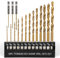 COMOWARE Titanium Twist Drill Bit Set - 16 Pcs Hex Shank High Speed Steel for Wood Plastic Aluminum Alloy, Quick Change, 1/16-1/4