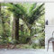 ABAKUHAUS Wald Duschvorhang, Laub Jungle Entwurf, Stoffliches Gewebe Badezimmerdekorationsset mit Haken, 175 x 240 cm, Grün Braun