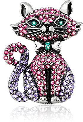KristLand - Broche Vintage de Femmes de Beaux Chats avec de Beaux Chats, avec Cristal Autrichien, Tons Dorés/Tenue/Mariage/Fête