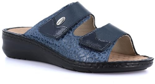 GRUNLAND ciabatte Comfort DONNA in pelle regolabili con strappo e plantare estraibile prodotte in Italia (avio, Sistema Taglie Calzature EU, Adulto, Donna, Numero, Media, 37)