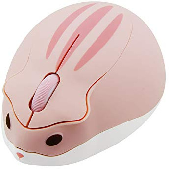 Cute Hamster Mouse,Wireless Mouse 2.4 Ghz 1200 DPI Less Noise Cartoon Animal Shape Portable Optical Mice with USB Receiver for Notebook Windows Computer PC Laptop Gift Kids(Pink)
