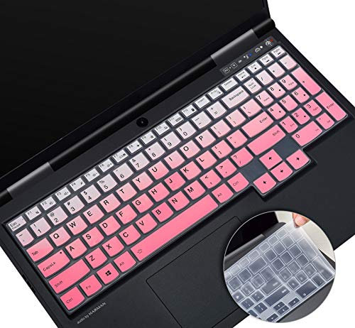 2 Pack Silicone Keyboard Cover for 2020 Lenovo Legion 5 Series Legion 5 5i 5p 5pi 15.6 17.3 and Lenovo IdeaPad Gaming 3i, Lenovo Legion 3i 7i Gaming Laptop Keyboard Skin(Gradual Pink+Clear)