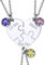 GoldChic Jewelry Stainless Steel 3 pcs Heart Puzzle Necklaces for Mum with Birthstone, Stainless Steel Matching Heart Set For Best Friends