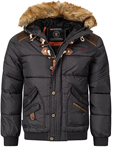 Geographical Norway Herren Winterjacke Belphegore Darkgrey -L - mit UD Beanie
