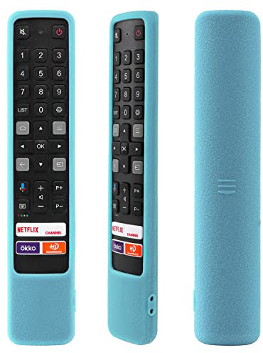 YiBiChin Coque de Protection en Silicone pour TCL Voice TV RC901V FMRD/FMR1/FMR8 télécommande, Lavable, Antichoc et respectueux de la Peau, Anti-Perte avec lanière(Bleu Lumineux)