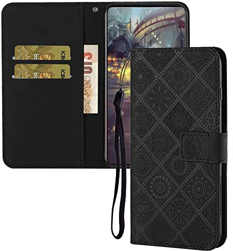 IMEIKONST Compatible with iPhone XR Flip Case, Premium Leather Retro Phone Case Notebook Wallet with Card Holder Magnetic Closure Shockproof Cover for iPhone XR 6.1. Black XCH