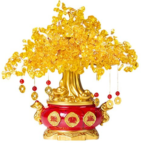 KIZQYN Money Tree Natürliche Kristallbaum Joe Klassische Reichtum Baum Glückliche Dekorationen Home Wohnzimmer Viel Glück Feng Shui Bonsai 11,0 Zoll Feng Shui Decor Tree (Size : A)