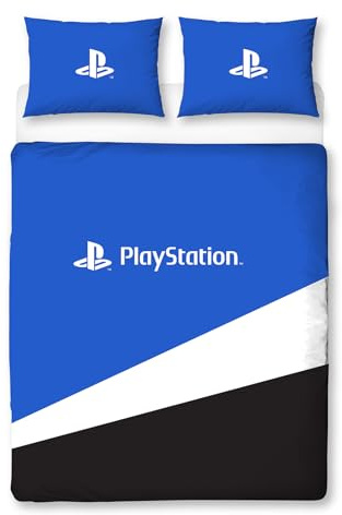 PlayStation Official Double Duvet Cover Set | Banner Gaming Design Reversible 2 Sided Bedding Including Matching Pillow Cases | Character World Brands Double Bed Set | Polycotton